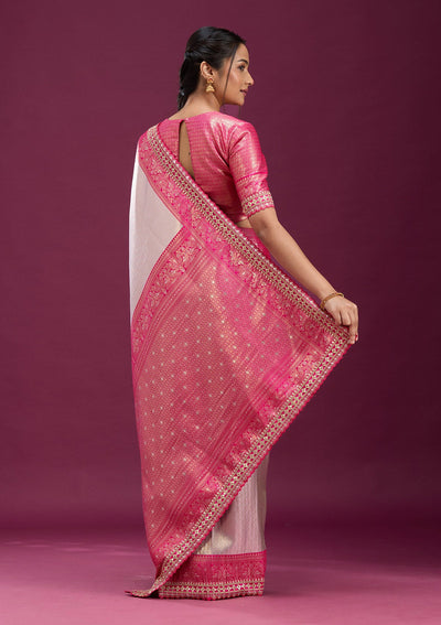Light Lavender Cording Silk Saree-Koskii