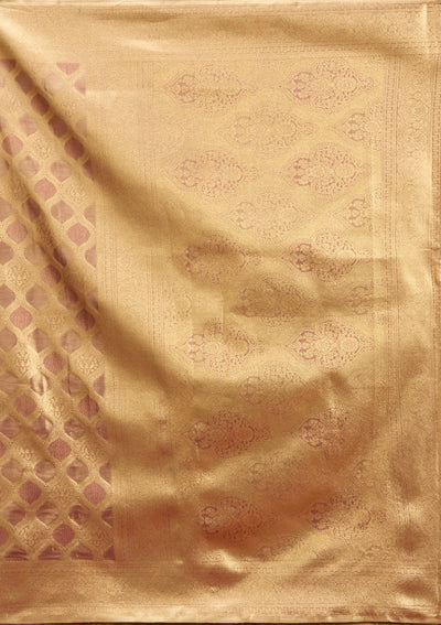 Beige Zariwork (Gold) Silk Saree-Koskii