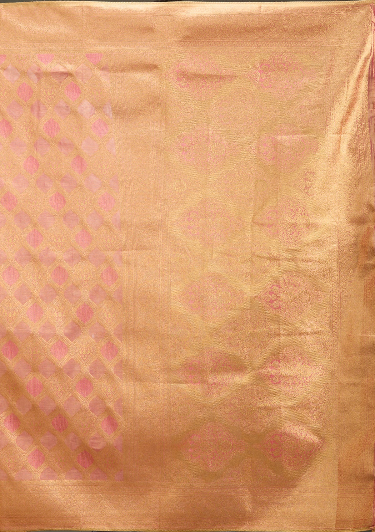 Gajari Pink Zariwork (Gold) Silk Silk_Saree-Koskii