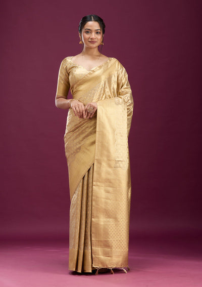 Gold Zariwork (Gold) Silk Saree-Koskii