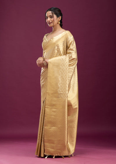 Gold Zariwork (Gold) Silk Saree-Koskii