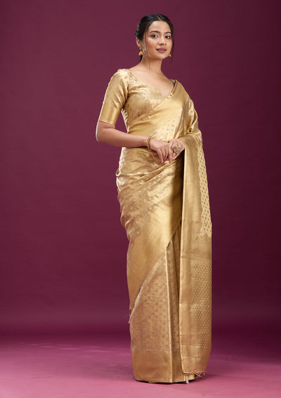 Gold Zariwork (Gold) Silk Saree-Koskii