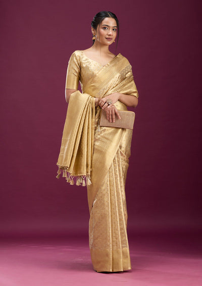 Gold Zariwork (Gold) Silk Saree-Koskii