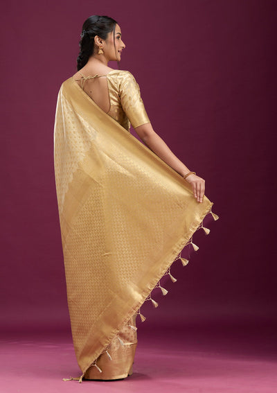 Gold Zariwork (Gold) Silk Saree-Koskii