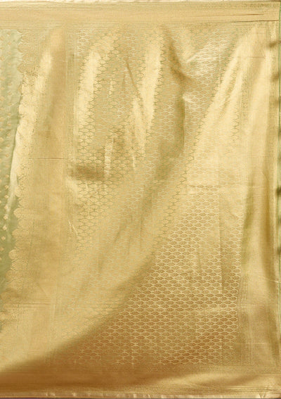 Pista Green Zariwork (Gold) Silk Saree-Koskii