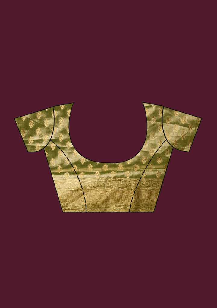 Pista Green Zariwork (Gold) Silk Saree-Koskii