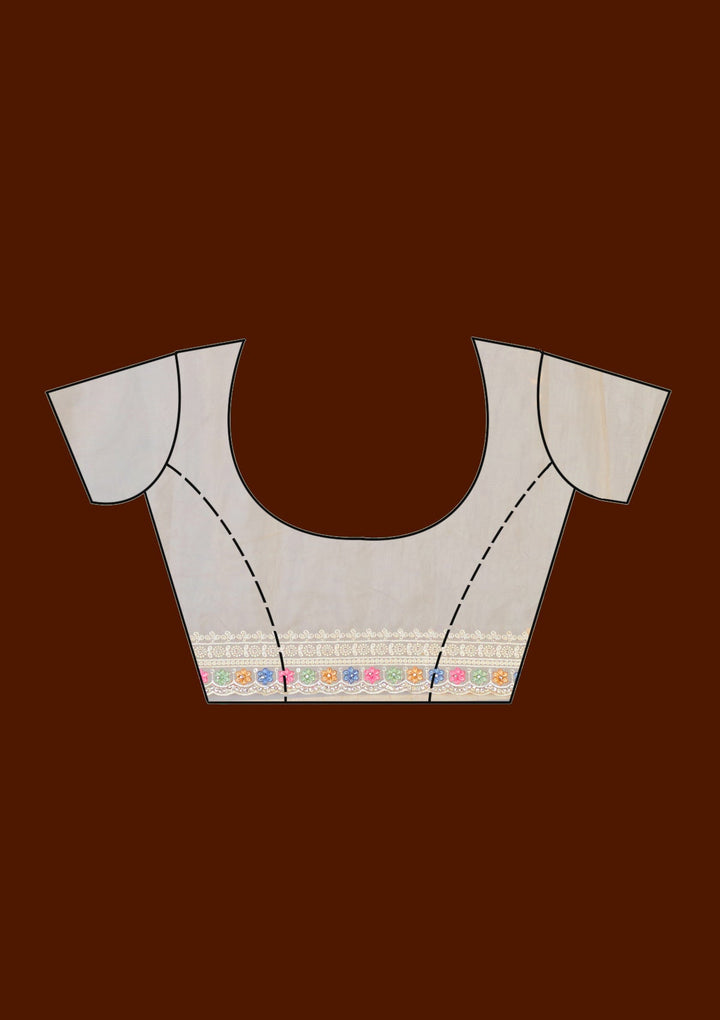 Beige Threadwork Tissue Saree-koskii