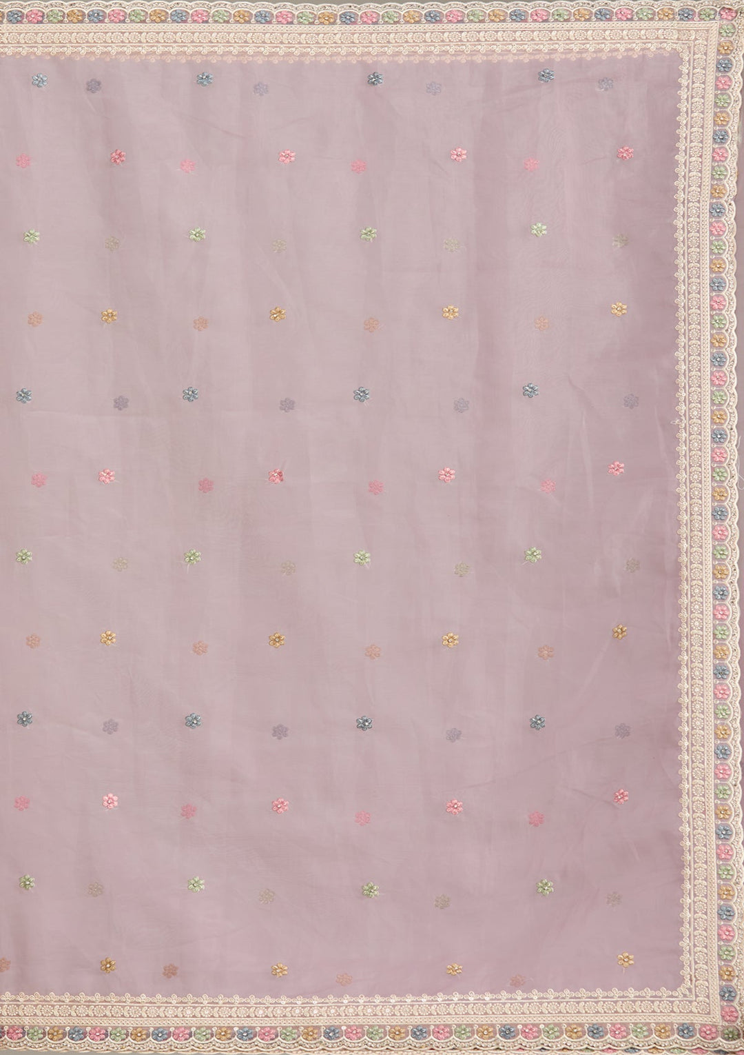 Lavender Threadwork Tissue Saree-Koskii
