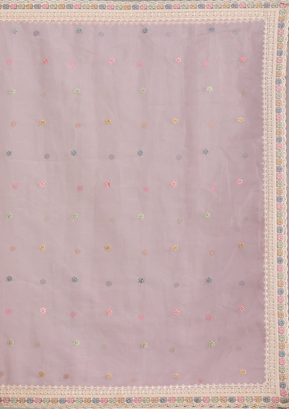 Lavender Threadwork Tissue Saree-Koskii