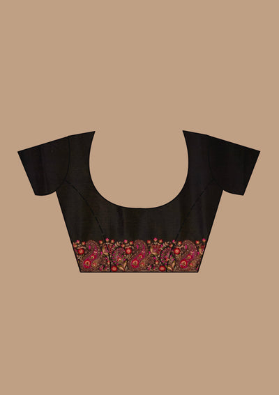Black Kashmiri Chiffon Saree-koskii