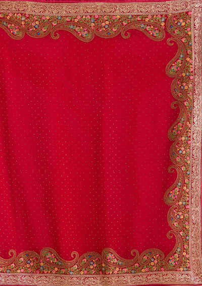 Rani Pink Kashmiri Georgette Saree-Koskii