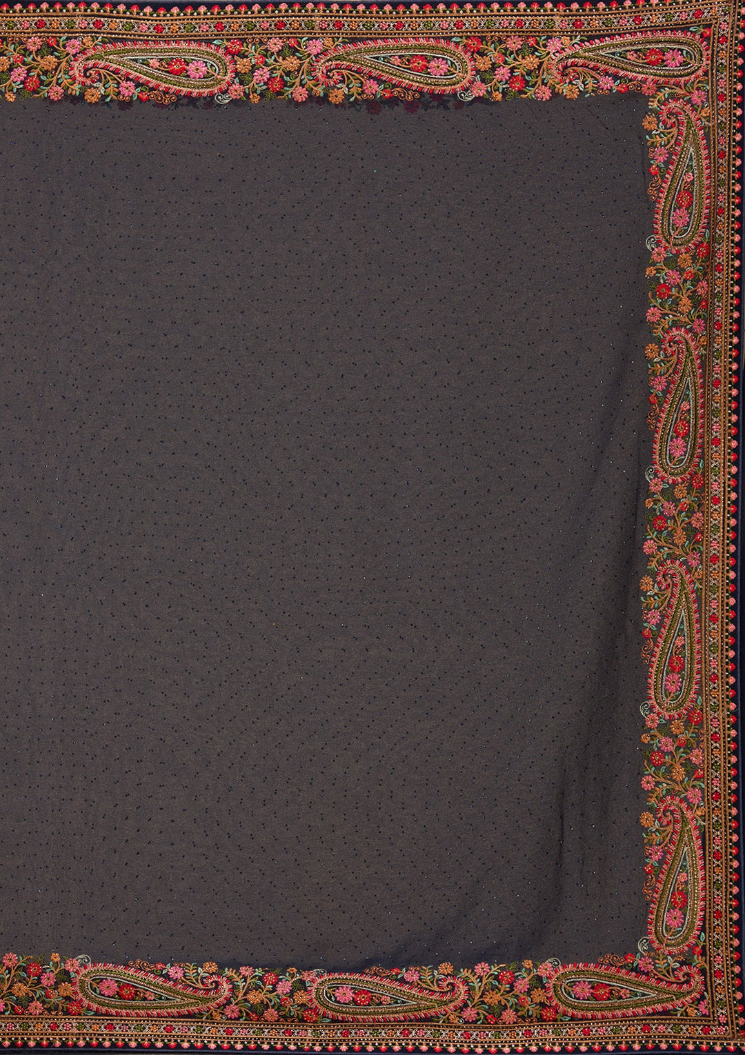 Navy Blue Kashmiri Georgette Saree-Koskii