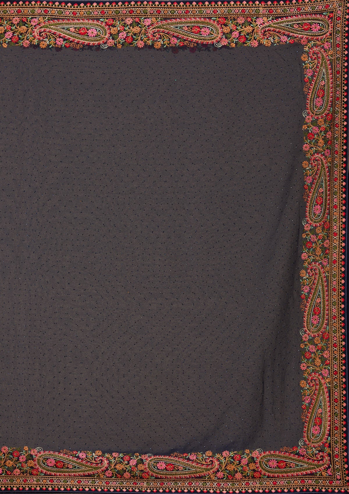 Navy Blue Kashmiri Georgette Saree-Koskii