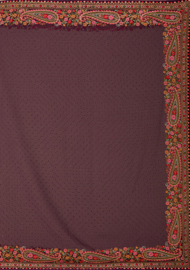 Wine Kashmiri Georgette Saree-Koskii