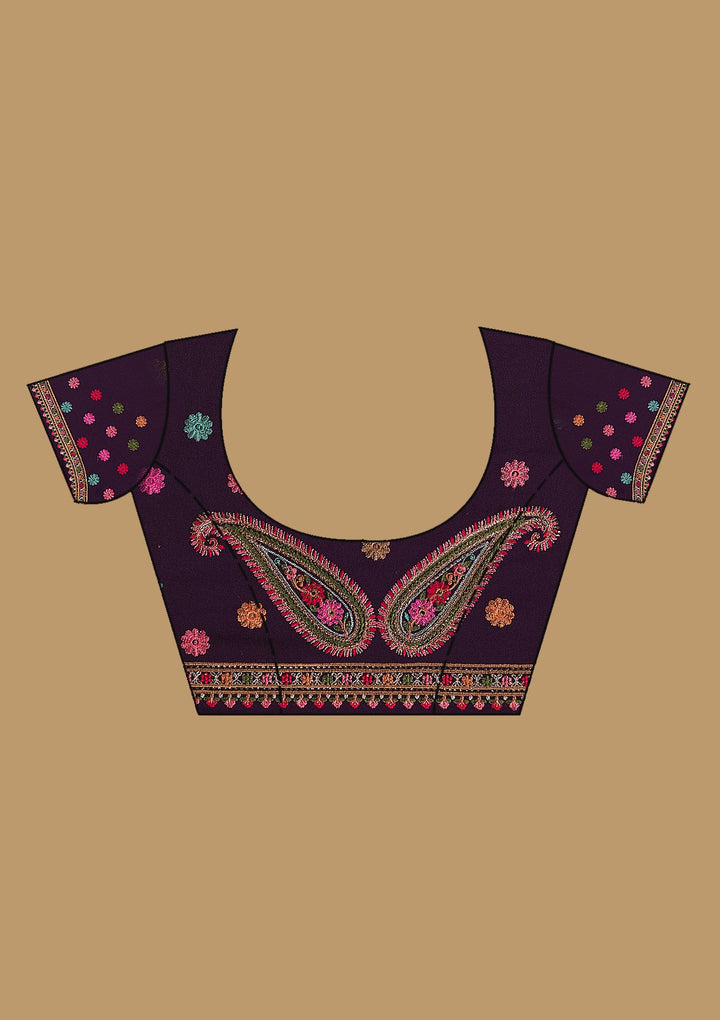 Wine Kashmiri Georgette Saree-Koskii