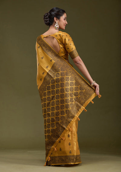 Mustard Printed Art Silk Silk_Saree-koskii