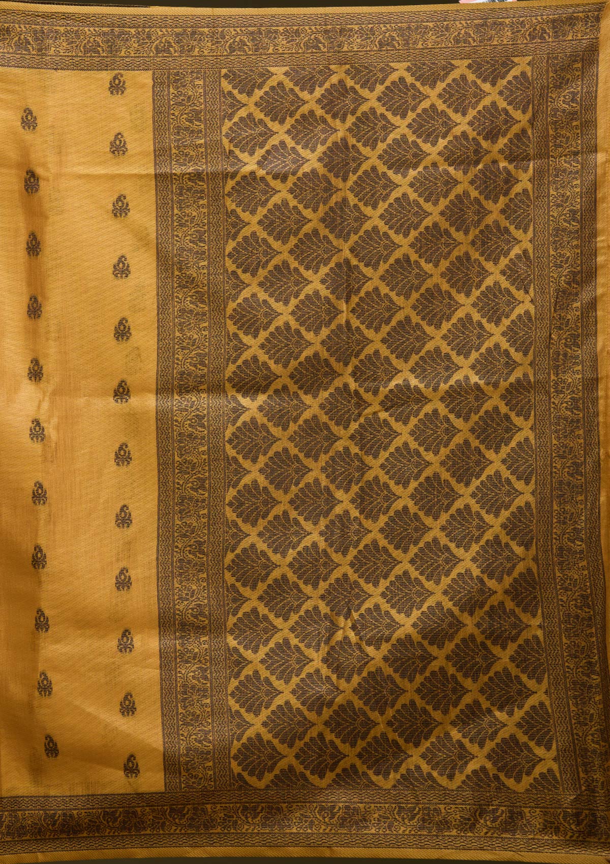 Mustard Printed Art Silk Silk_Saree-koskii
