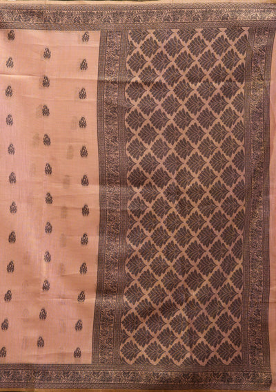 Peach Printed Art Silk Silk_Saree-koskii