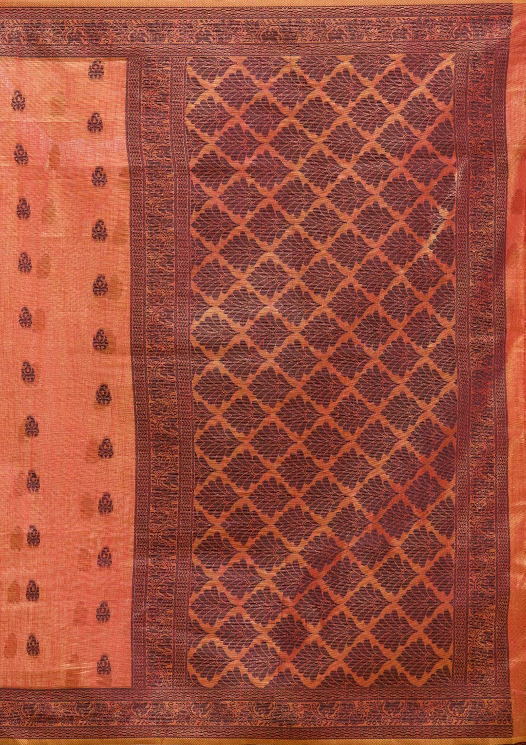 Rust Printed Art Silk Silk_Saree-koskii