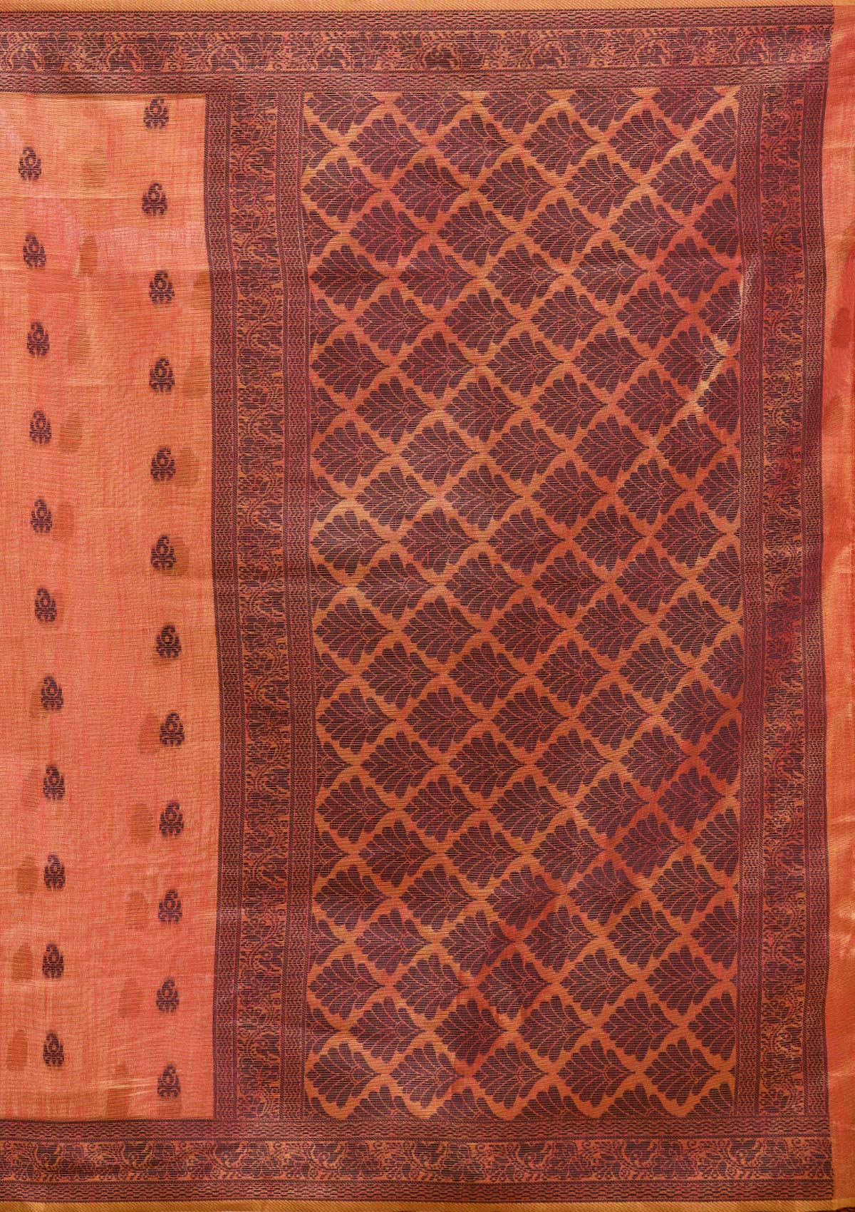 Rust Printed Art Silk Silk_Saree-koskii