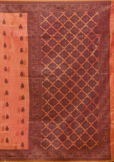 Rust Printed Art Silk Silk_Saree-koskii