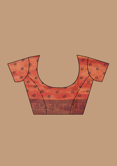 Rust Printed Art Silk Silk_Saree-koskii