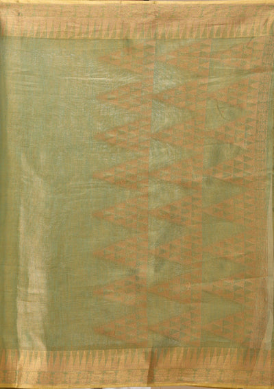 Mehendi Printed Linen Silk_Saree-koskii