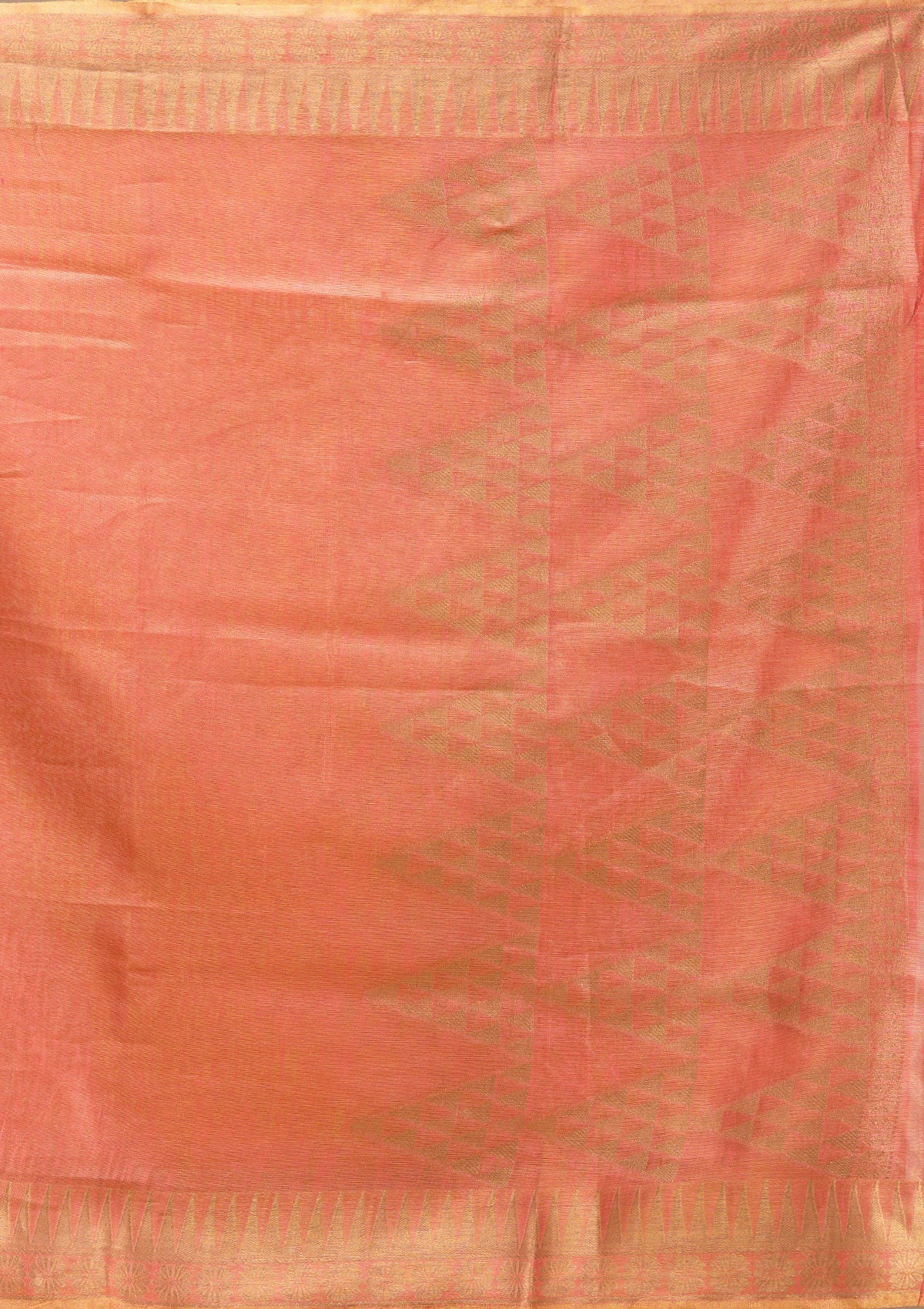Rust Printed Linen Silk_Saree-koskii
