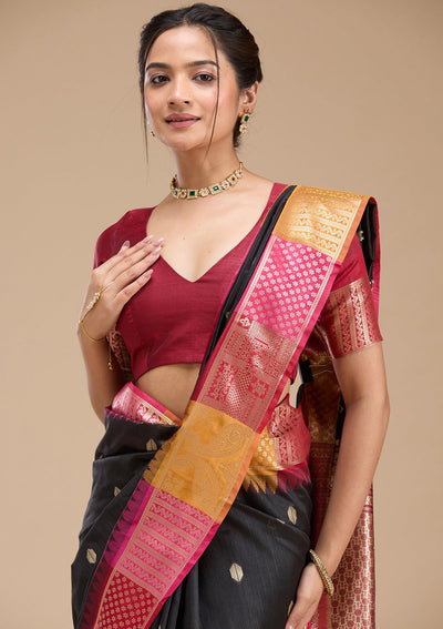 Black Printed Art Silk Silk_Saree-koskii