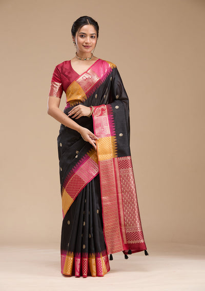 Black Printed Art Silk Silk_Saree-koskii