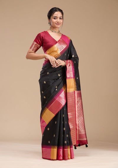 Black Printed Art Silk Silk_Saree-koskii