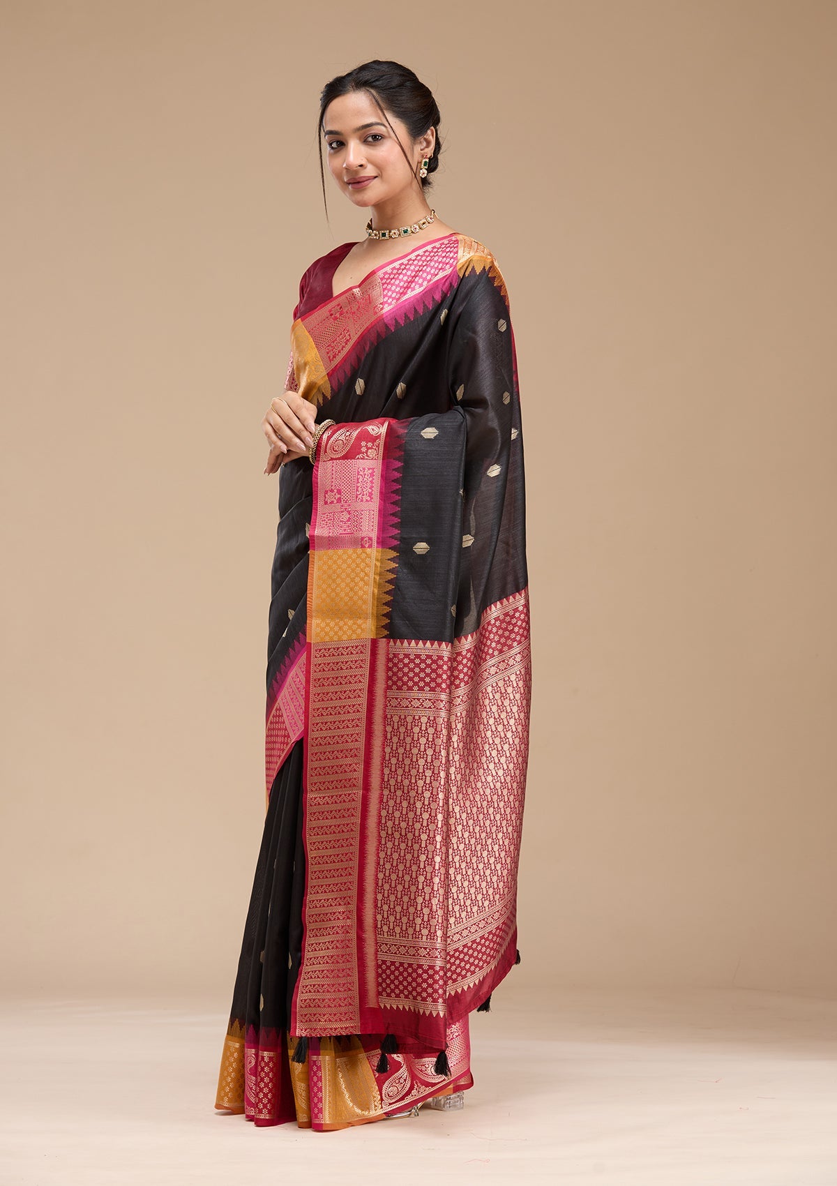 Black Printed Art Silk Silk_Saree-koskii
