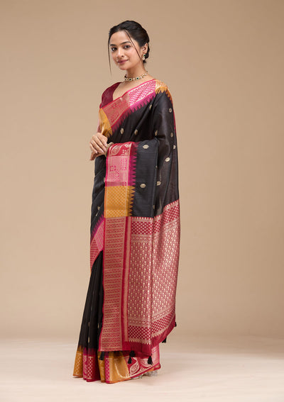 Black Printed Art Silk Silk_Saree-koskii