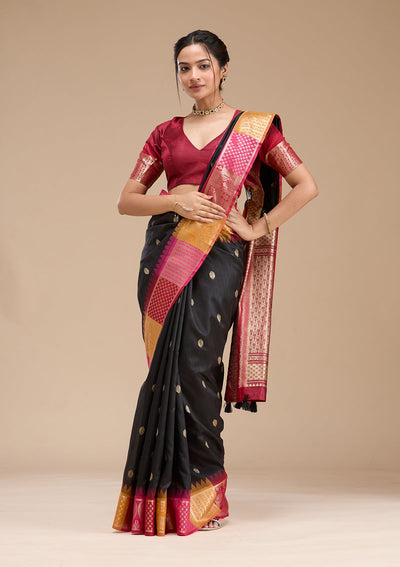 Black Printed Art Silk Silk_Saree-koskii