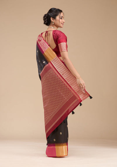 Black Printed Art Silk Silk_Saree-koskii