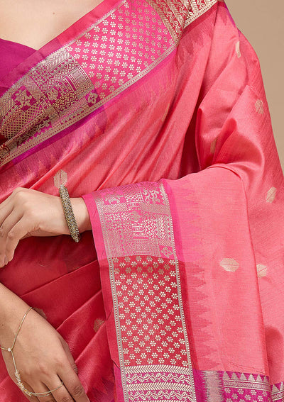 Gajari Pink Printed Art Silk Silk_Saree-koskii