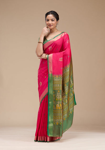 Rani Pink Printed Art Silk Silk_Saree-koskii
