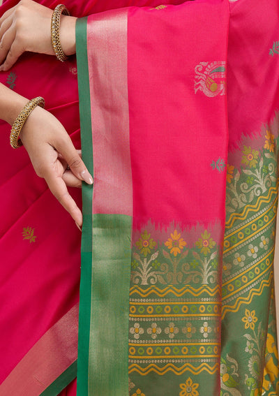 Rani Pink Printed Art Silk Silk_Saree-koskii