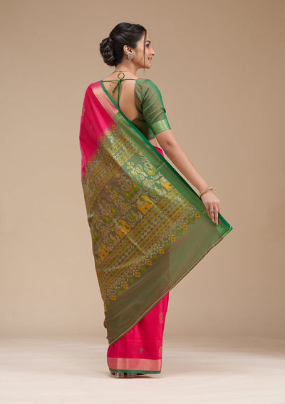 Rani Pink Printed Art Silk Silk_Saree-koskii