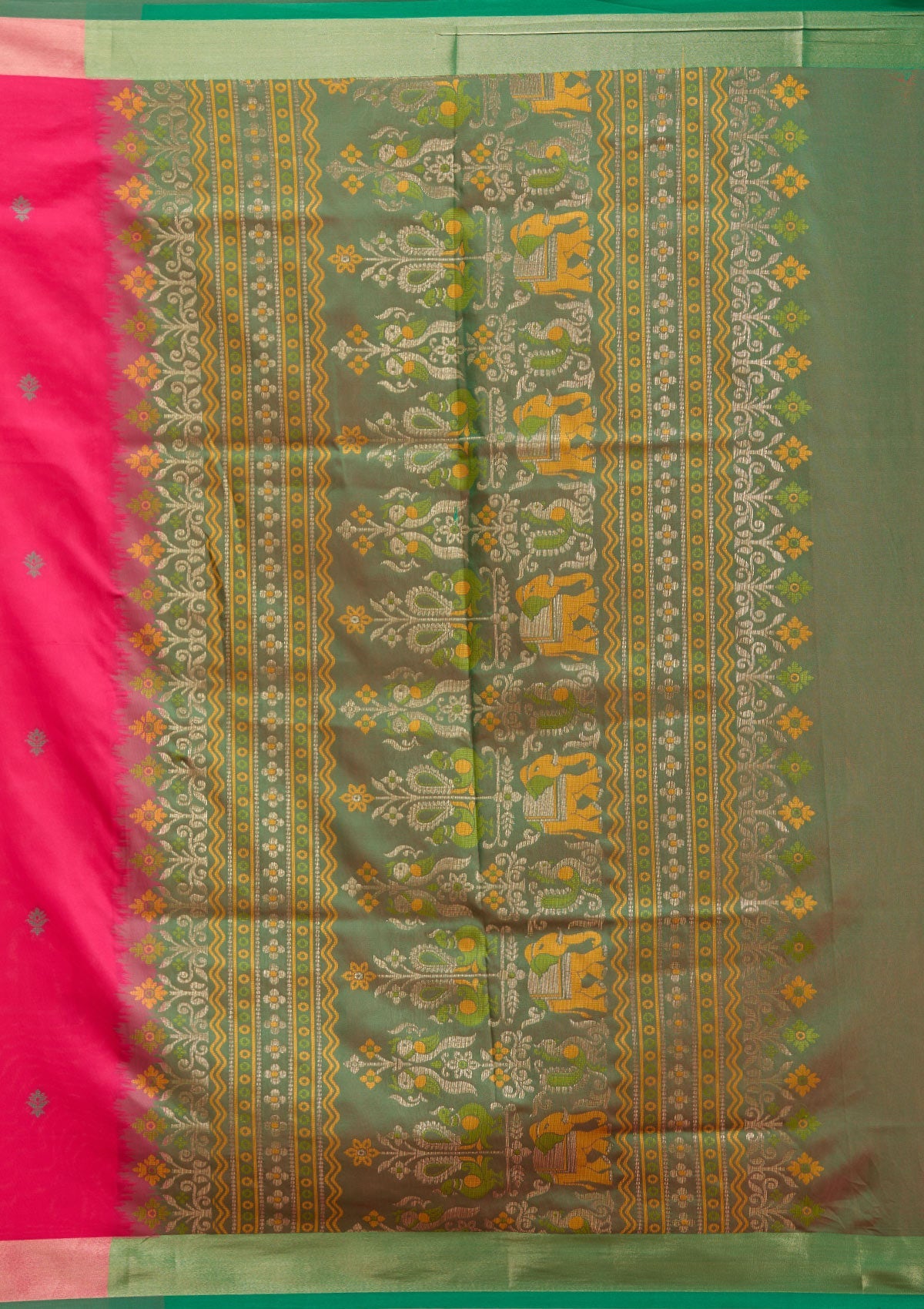 Rani Pink Printed Art Silk Silk_Saree-koskii