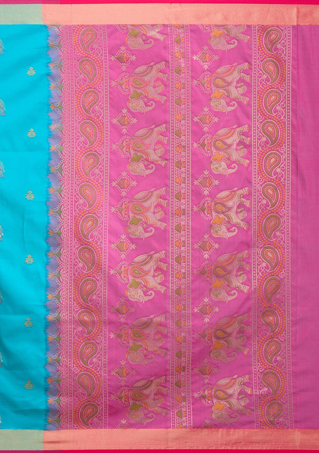 Turquoise Blue Paithani Silk Saree-koskii