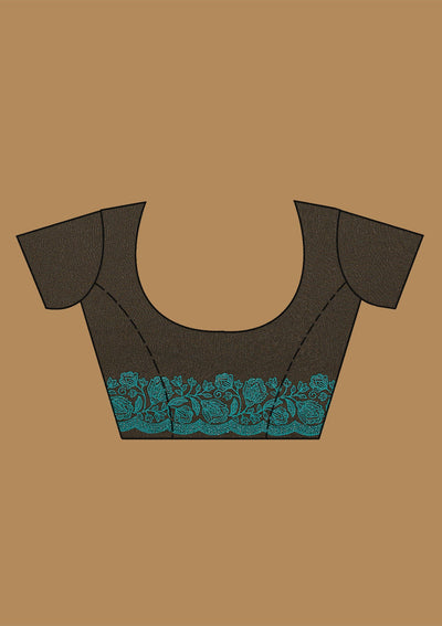 Black Threadwork Georgette Saree-Koskii