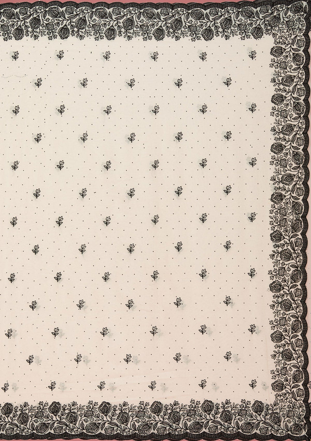 Cream Threadwork Georgette Saree-Koskii