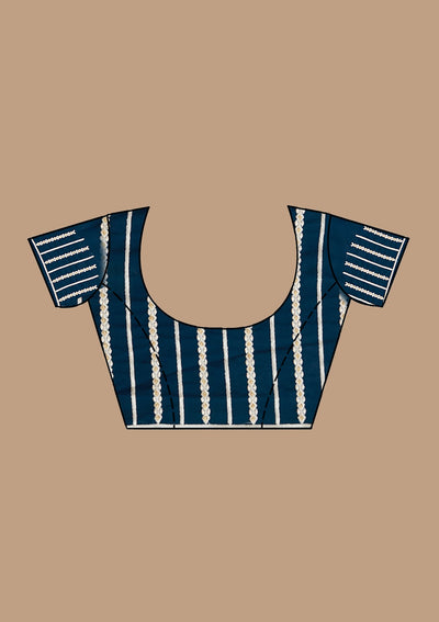 Peacock Blue Threadwork Georgette Saree-koskii