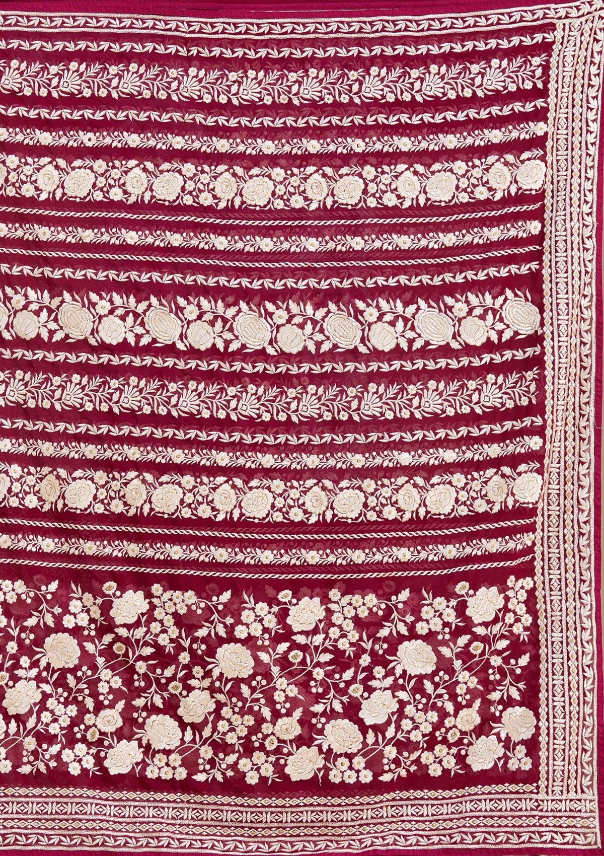 Wine Threadwork Georgette Saree-koskii
