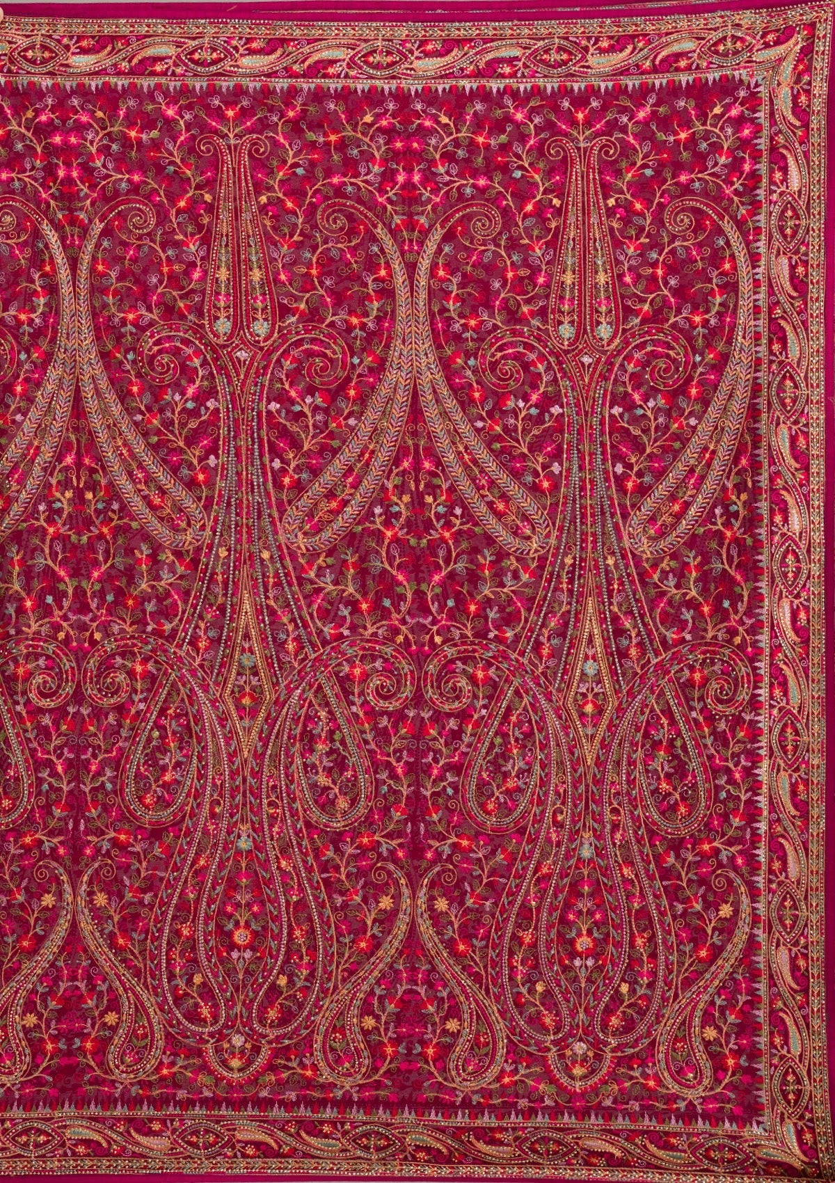 Onion Pink Zariwork (Gold) Chanderi Unstitched Salwar Suit-koskii
