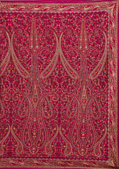 Onion Pink Zariwork (Gold) Chanderi Unstitched Salwar Suit-koskii