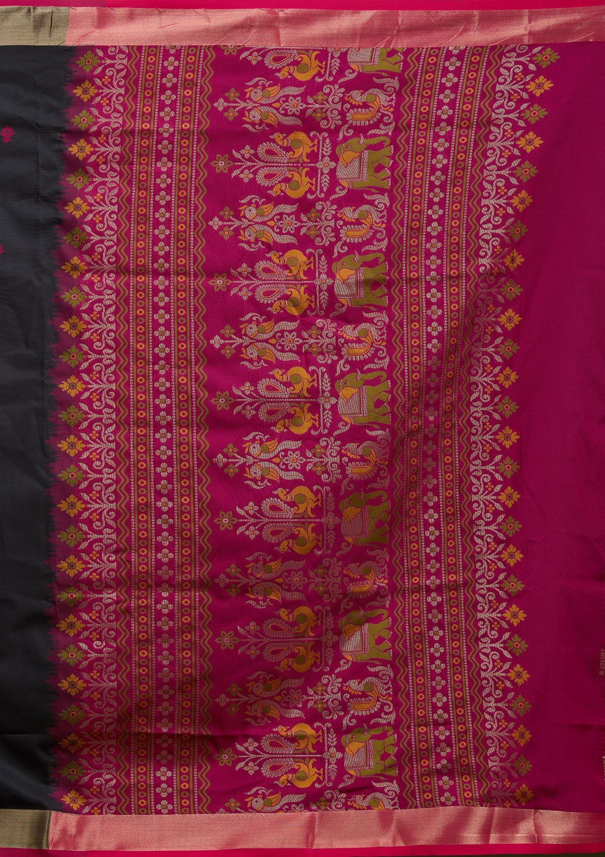 Black Printed Art Silk Silk Saree-koskii