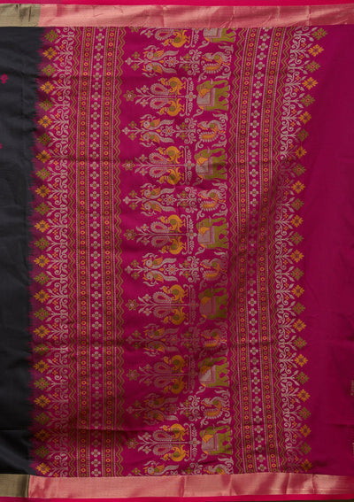 Black Printed Art Silk Silk Saree-koskii