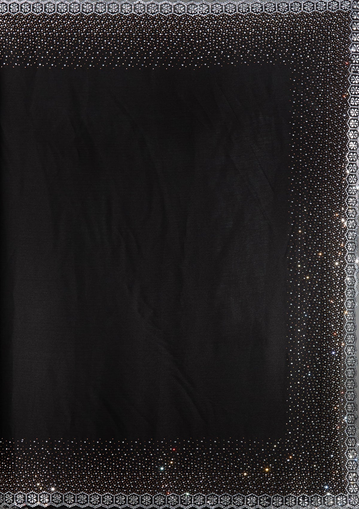 Black Stonework Chiffon Saree-Koskii